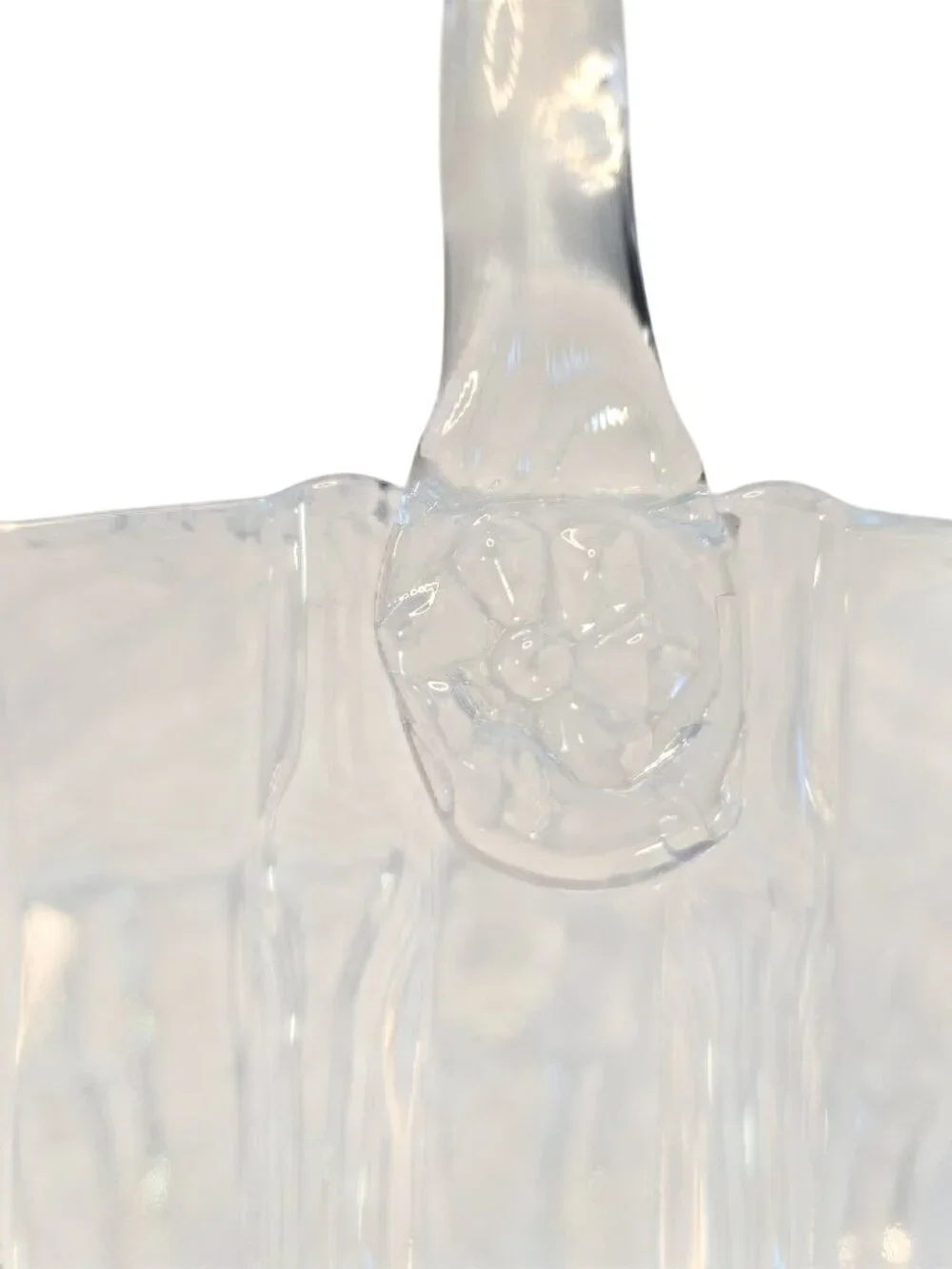 LE Vintage Smith Glass Company Clear Glass Ruffled Edge Footed Brides Basket 6 x